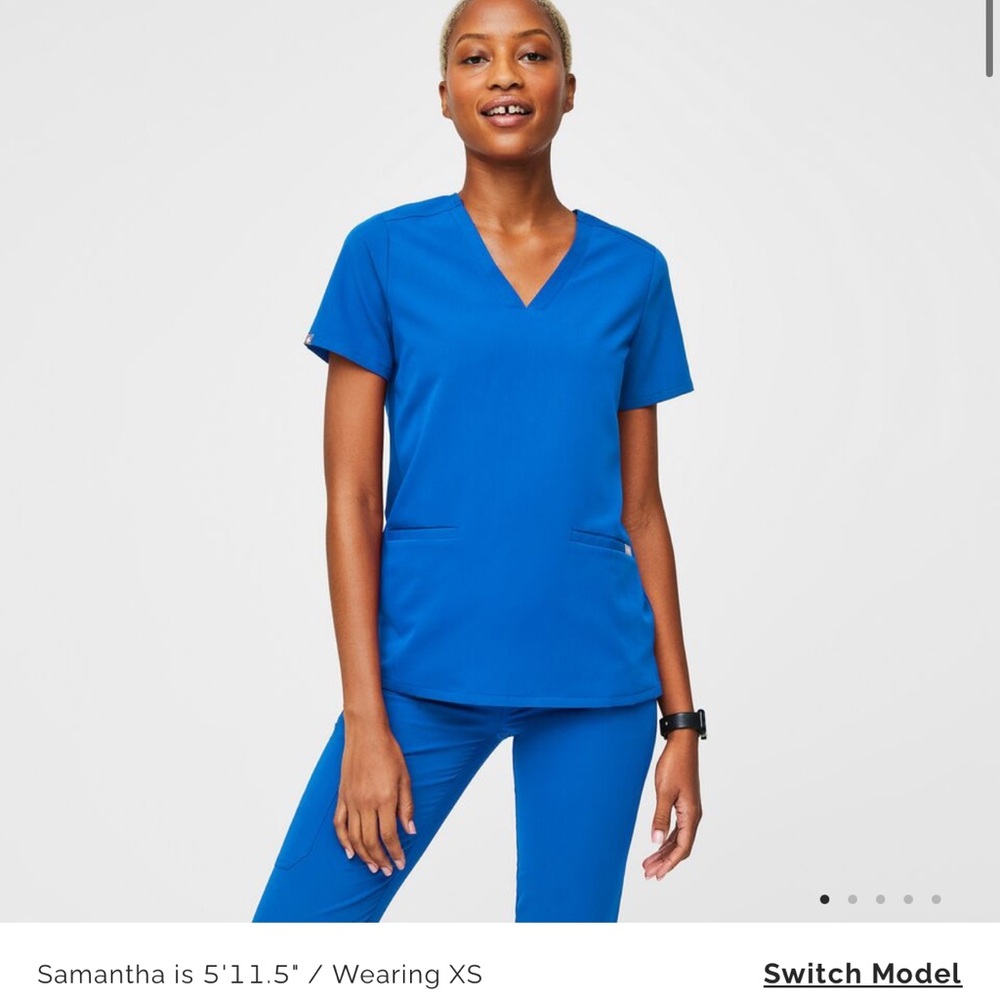 Figs Casma Scrub Top, royal blue, medium